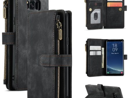 CASEME C30 Series for Samsung Galaxy S8 Zipper Pocket Wallet Case PU Leather Foldable Stand Phone Shell with Multiple Card Slots For Discount