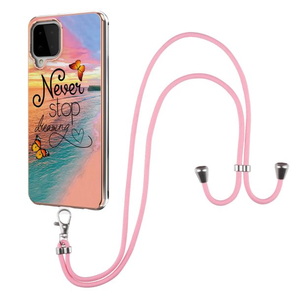 Anti-Scratch IMD IML Marble Flower Pattern Soft TPU Phone Case with Lanyard for Samsung Galaxy A22 4G (EU Version) Supply