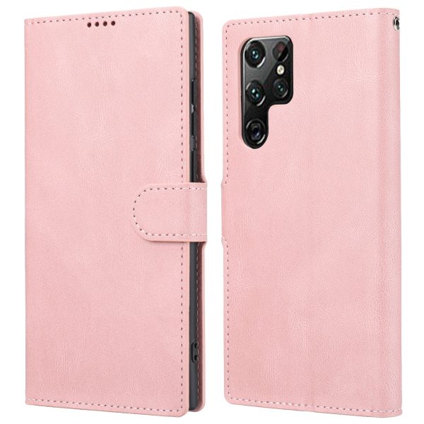 Classic Style PU Leather Magnetic Flip Folio Case Wallet Stand Drop Protection Cover for Samsung Galaxy S22 Ultra 5G Cheap