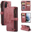 CASEME C30 Series for Samsung Galaxy S21+ 5G Zipper Pocket Wallet PU Leather Multiple Card Slots Stand Shockproof Phone Cover Online Sale