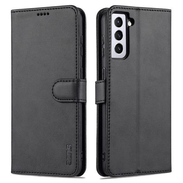 AZNS Leather Wallet Card Slots Stand Folio Flip Shock-resistant Case Phone Shell for Samsung Galaxy S21+ 5G Online Hot Sale