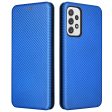 Carbon Fiber Texture Card Holder Phone Case Foldable Stand PU Leather Cover for Samsung Galaxy A73 5G For Cheap