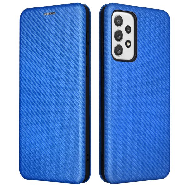 Carbon Fiber Texture Card Holder Phone Case Foldable Stand PU Leather Cover for Samsung Galaxy A73 5G For Cheap