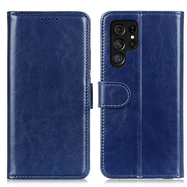 Crazy Horse Texture Folio Flip Wallet Case PU Leather Magnetic Closure Full Body Protection Stand Phone Cover for Samsung Galaxy S22 Ultra 5G Supply