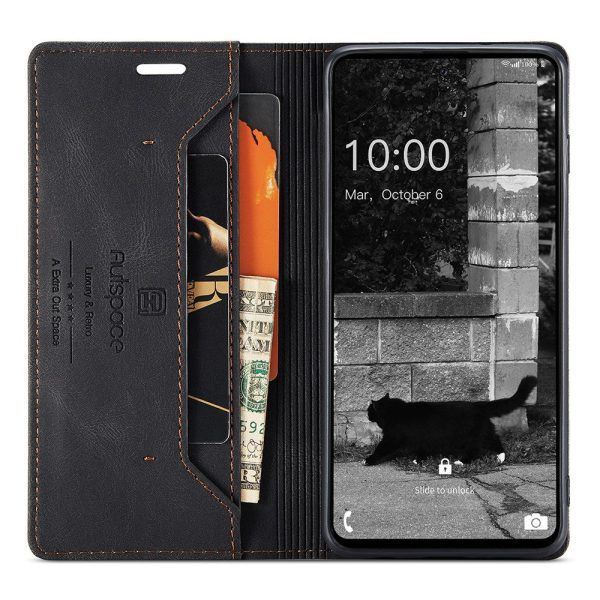 AUTSPACE A01 Series for Samsung Galaxy A73 5G Anti-fall Retro Matte PU Leather Wallet Flip Stand Cover with RFID Blocking Magnetic Closure Shell Online Sale