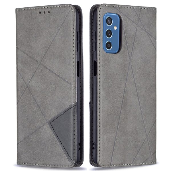 Card Slots Phone Cover Imprinting Rhombus-Like Pattern Design Leather Stand Phone Case Cover for Samsung Galaxy M52 5G Online Hot Sale