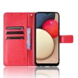 Crazy Horse Texture Leather Wallet Full Protective Phone Case Shell with Stand for Samsung Galaxy A03s (166.5 x 75.98 x 9.14mm)- Red Sale