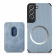 Shockproof Phone Case for Samsung Galaxy S22 5G Carbon Fiber Texture Protective Phone Cover with Detachable Magnetic Card Holder Cheap