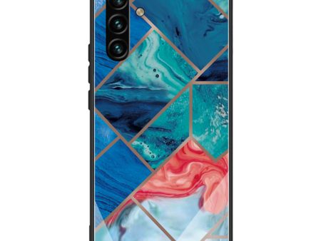 Well-protected Durable Marble Pattern Tempered Glass + TPU Hybrid Phone Case Shell for Samsung Galaxy A13 5G on Sale