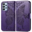 Big Butterfly Imprinting Leather Phone Shell for Samsung Galaxy A23 5G, Drop-Prevention PU Leather Stand Wallet Case with Handy Strap on Sale