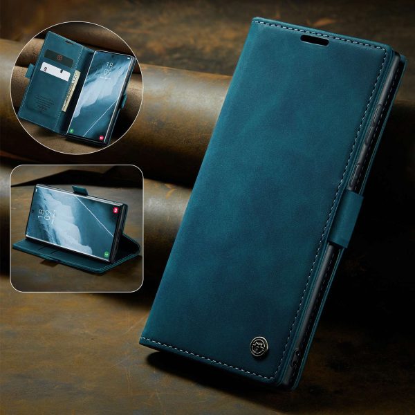 CASEME 013 Series for Samsung Galaxy S22 Ultra 5G Foldable Stand Wallet PU Leather + TPU Cover Auto-absorbed Magnetic Closing Phone Case For Discount