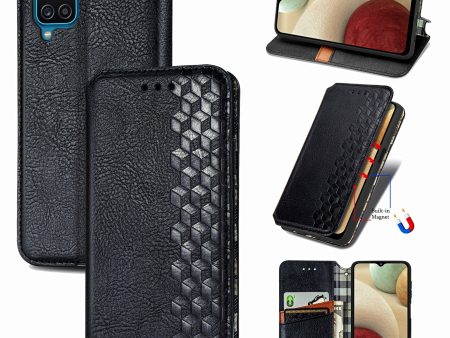 Auto-absorbed Fashion Rhombus Texture PU Leather Wallet Stand Case for Samsung Galaxy A12 Sale