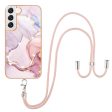 YB IMD Series-9 Soft TPU Phone Case for Samsung Galaxy S22 5G, Marble Pattern IMD Electroplating Ultra-thin Cover with Lanyard Hot on Sale