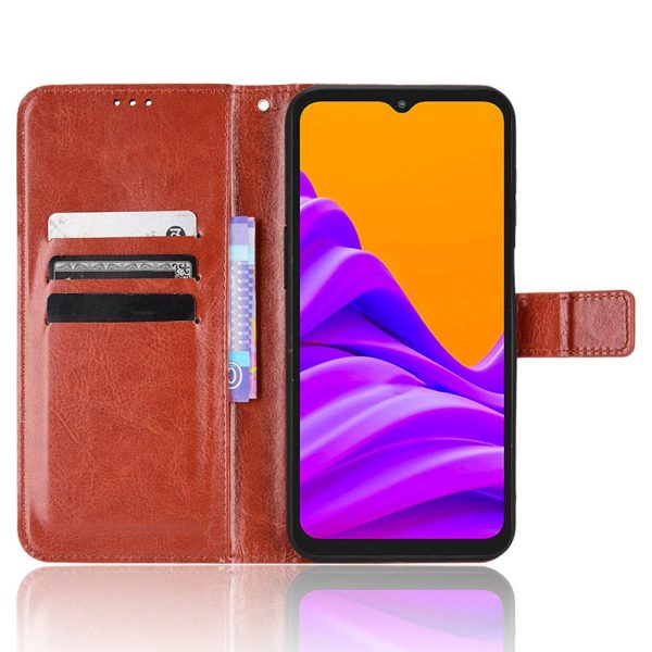 Crazy Horse Texture Case for Samsung Galaxy Xcover6 Pro 5G, Adjustable Stand PU Leather Phone Cover with Wallet Online now