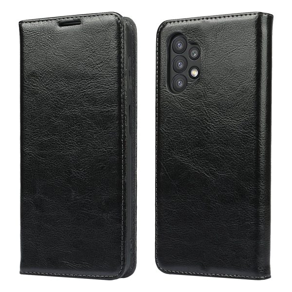 Crazy Horse Texture Genuine Leather Wallet Phone Stand Case Shell for Samsung Galaxy A32 5G M32 5G For Cheap