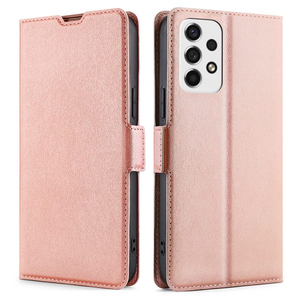 Card Slot Design Side Magnetic Closure Well-protected Ultra-thin Solid Color Leather Phone Stand Case for Samsung Galaxy A53 5G Fashion