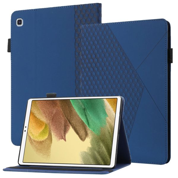 Card Slots Design Full Protective Skin-Touch PU Leather Tablet Protective Cover Case with Rhombus Imprinting and Anti-Slip Strap for Samsung Galaxy Tab A7 Lite 8.7-inch T220 T225 For Sale