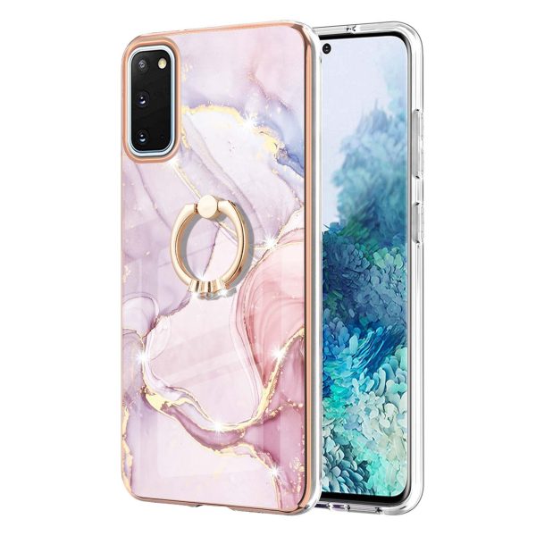 Anti-Drop Flexible TPU Cover Electroplating Frame IMD Marble Pattern IML Phone Case with Rotary Ring Kickstand for Samsung Galaxy S20 4G S20 5G For Discount