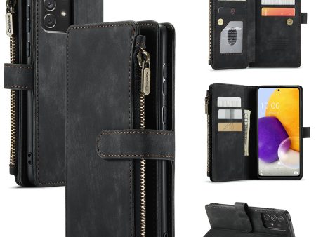 CASEME for Samsung Galaxy A72 4G 5G C30 Series Zipper Pocket Wallet Phone Cover, Stand Design PU Leather Phone Case For Sale