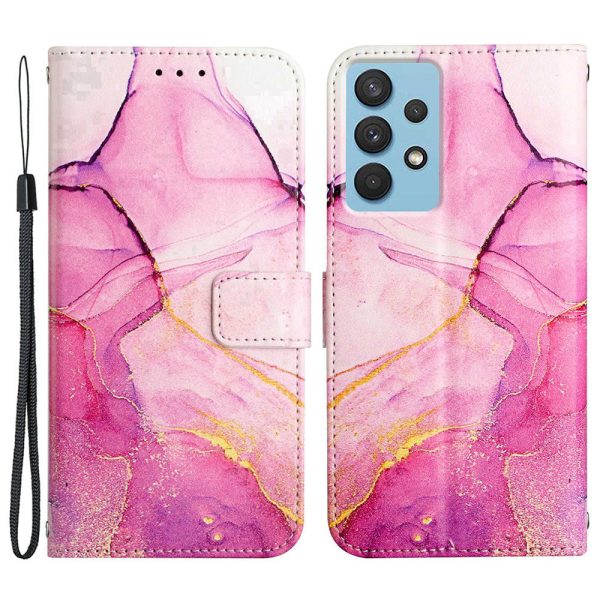 YB Pattern Printing Series-5 for Samsung Galaxy A13 4G Marble Pattern PU Leather Flip Protective Cover Magnetic Closure Wallet Soft TPU Stand Case with Strap For Sale