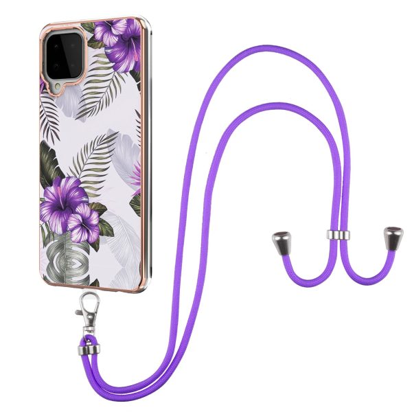 Anti-Scratch IMD IML Marble Flower Pattern Soft TPU Phone Case with Lanyard for Samsung Galaxy A22 4G (EU Version) Supply