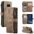 CASEME C30 Series for Samsung Galaxy S8 Zipper Pocket Wallet Case PU Leather Foldable Stand Phone Shell with Multiple Card Slots For Discount