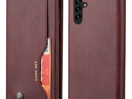 Auto-absorbed Front Card Slot Design Wallet Leather Folio Flip Phone Cover with Stand for Samsung Galaxy A13 5G   A04s 4G (164.7 x 76.7 x 9.1 mm) Online Hot Sale