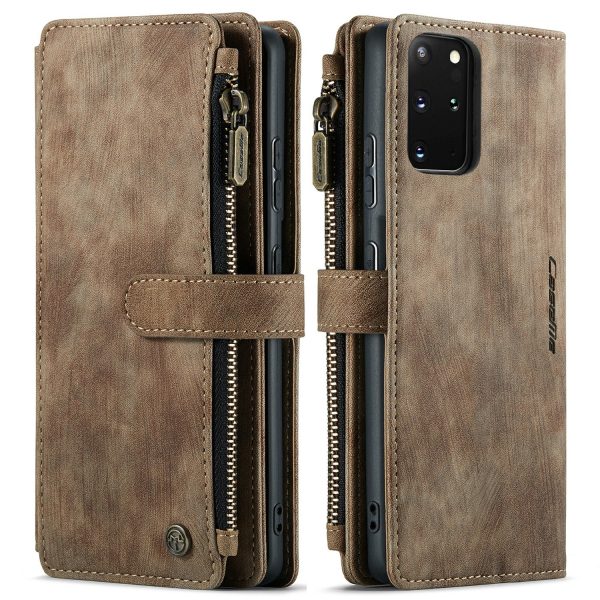 CASEME C30 Series Zipper Pocket Shockproof Built-in 10 Card Slots TPU PU Leather Wallet Phone Protective Case Phone Cover for Samsung Galaxy S20 Plus Fashion