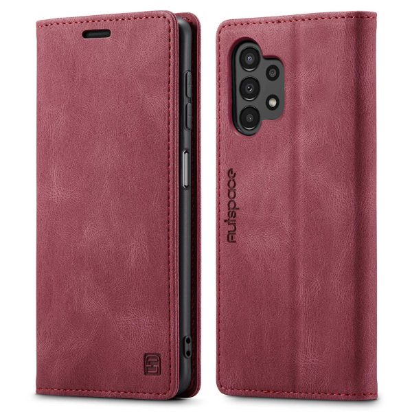 AUTSPACE A01 Series for Samsung Galaxy A13 4G Protective Shell, Shockproof RFID Blocking Magnetic Closure Vintage Frosted PU Leather Wallet Stand Flip Cover Sale