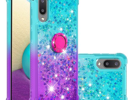 TPU Phone Shell Gradient Quicksand Flowing Liquid Glitter Ring Kickstand Design Phone Case for Samsung Galaxy A02 M02 (Global Version) Cheap