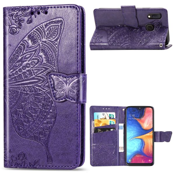 Big Butterfly Imprinting Design Leather Wallet Phone Shell for Samsung Galaxy A20e Online Hot Sale