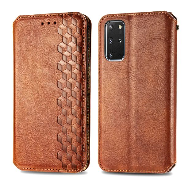 Auto-Absorbed PU Leather Case for Samsung Galaxy S20 Plus S20 Plus 5G, Rhombus Imprinting Wallet Stand Design Phone Accessory on Sale