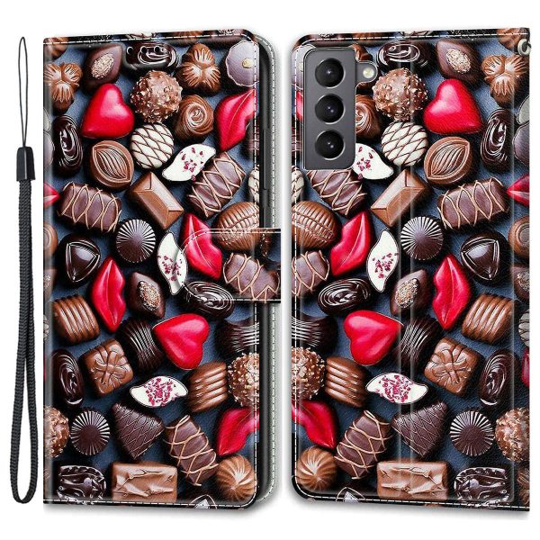 Card Slots Shockproof Pattern Printing PU Leather Stand Flip Protective Case with Strap for Samsung Galaxy S22 5G on Sale