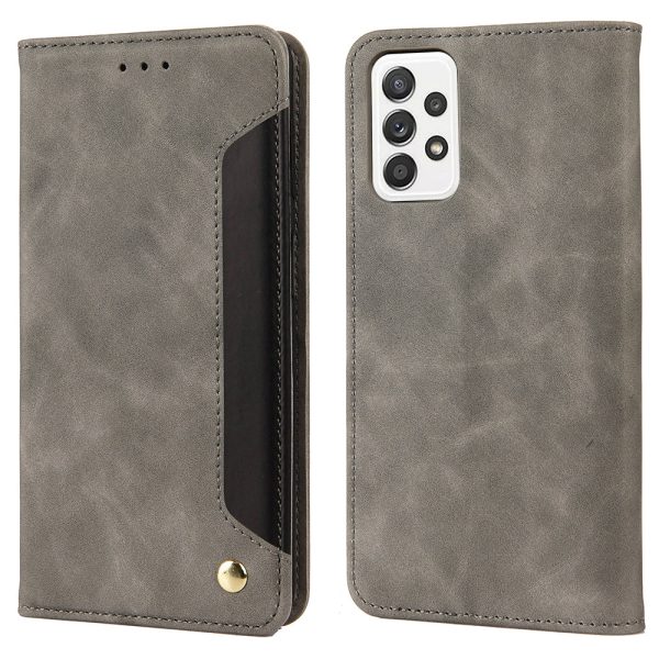 Anti-fingerprint Phone Stand Cover Shockproof Wallet Phone Case Splicing Leather Shell for Samsung Galaxy A33 For Sale