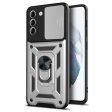 Camera Push Window Phone Case Cover with Ring Holder Kickstand for Samsung Galaxy S21 FE Online Sale