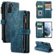 CASEME C30 Series for Samsung Galaxy S21+ 5G Zipper Pocket Wallet PU Leather Multiple Card Slots Stand Shockproof Phone Cover Online Sale