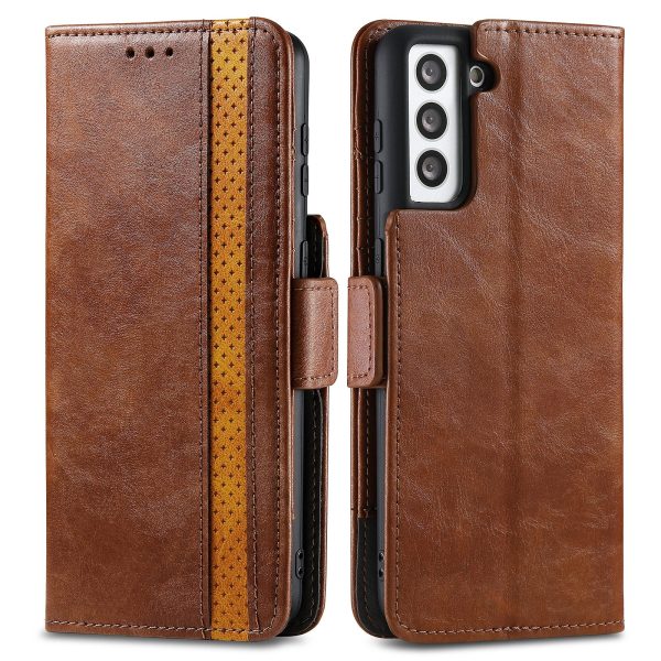 CASENEO 002 Series For Samsung Galaxy S21+ 5G Splicing PU Leather Case Business Style Fall Proof Flip Folio Wallet Cover with Stand Supply