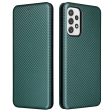 Carbon Fiber Texture Card Holder Phone Case Foldable Stand PU Leather Cover for Samsung Galaxy A73 5G For Cheap