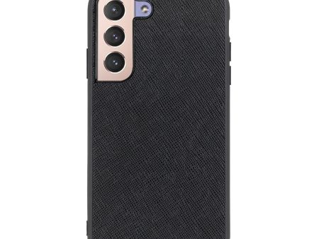 Cross Texture Genuine Leather Coated TPU + PC Hybrid Case Phone Protective Cover for Samsung Galaxy S22 5G Fashion