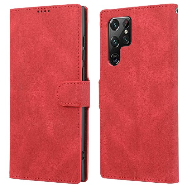 Classic Style PU Leather Magnetic Flip Folio Case Wallet Stand Drop Protection Cover for Samsung Galaxy S22 Ultra 5G Cheap