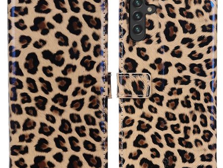 All-Inclusive Leopard Print Leather Wallet Design Phone Protector Stand Cover for Samsung Galaxy A13 5G   A04s 4G (164.7 x 76.7 x 9.1 mm) Online Sale