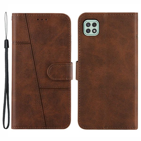 Concise Leather Phone Shell Wallet Case with Stand Design for Samsung Galaxy A22 5G (EU Version) Discount