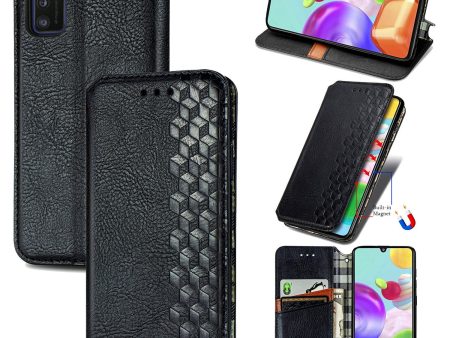 Automatic Suction Rhombus Design PU Leather Wallet Stand Case for Samsung Galaxy A41 (Global Version) For Sale