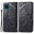 Big Butterfly Imprinting Leather Phone Shell for Samsung Galaxy M33 5G (Global Version), Full Coverage PU Leather Case with Stand Wallet + Handy Strap on Sale