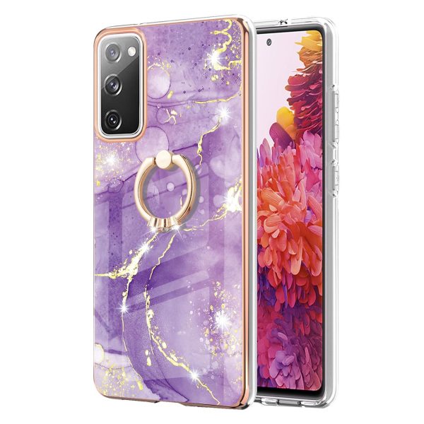 Wear-Resistant IML IMD Marble Pattern Flexible TPU Cover Electroplating Phone Case with Kickstand for Samsung Galaxy S20 FE S20 FE 5G S20 Lite S20 FE 2022 Discount