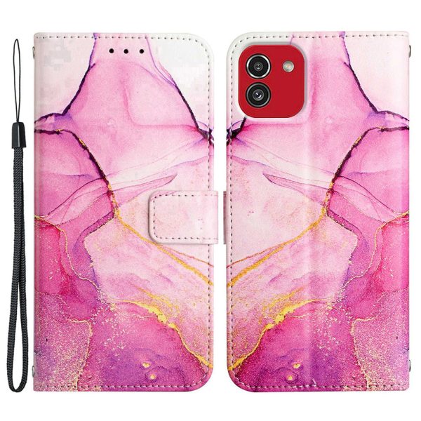 YB Pattern Printing Series-5 for Samsung Galaxy A03 (166.5 x 75.98 x 9.14mm) Marble Pattern PU Leather Stand Flip Cover Inner TPU Wallet Protective Cover with Strap Discount