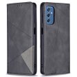 Card Slots Phone Cover Imprinting Rhombus-Like Pattern Design Leather Stand Phone Case Cover for Samsung Galaxy M52 5G Online Hot Sale