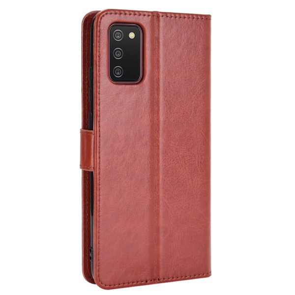 Crazy Horse Texture Leather Wallet Full Protective Phone Case Shell with Stand for Samsung Galaxy A03s (166.5 x 75.98 x 9.14mm)- Brown Sale