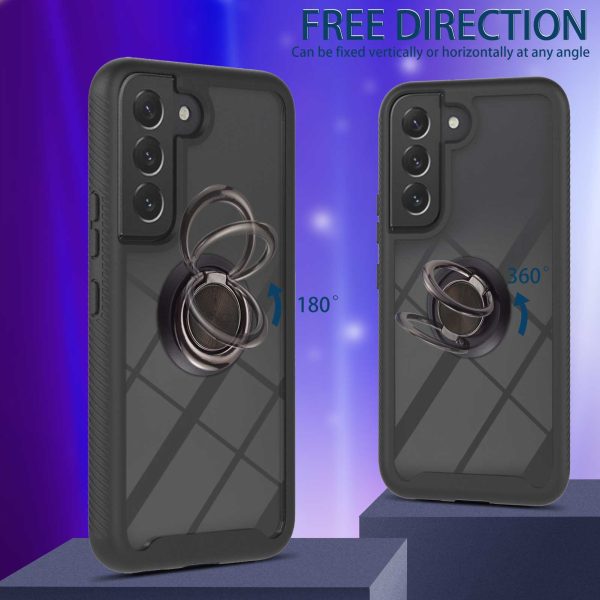 YB PC Series-5 for Samsung Galaxy S22 5G Hard PC + Soft TPU Protective Cover Rotary Ring Kickstand Phone Case Online Sale