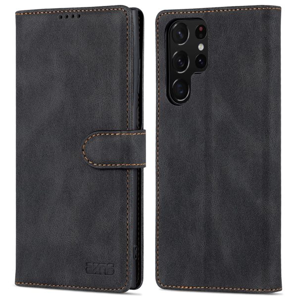 AZNS Scratch-resistant PU Leather Wallet Stand Phone Case Cover for Samsung Galaxy S22 Ultra 5G For Cheap